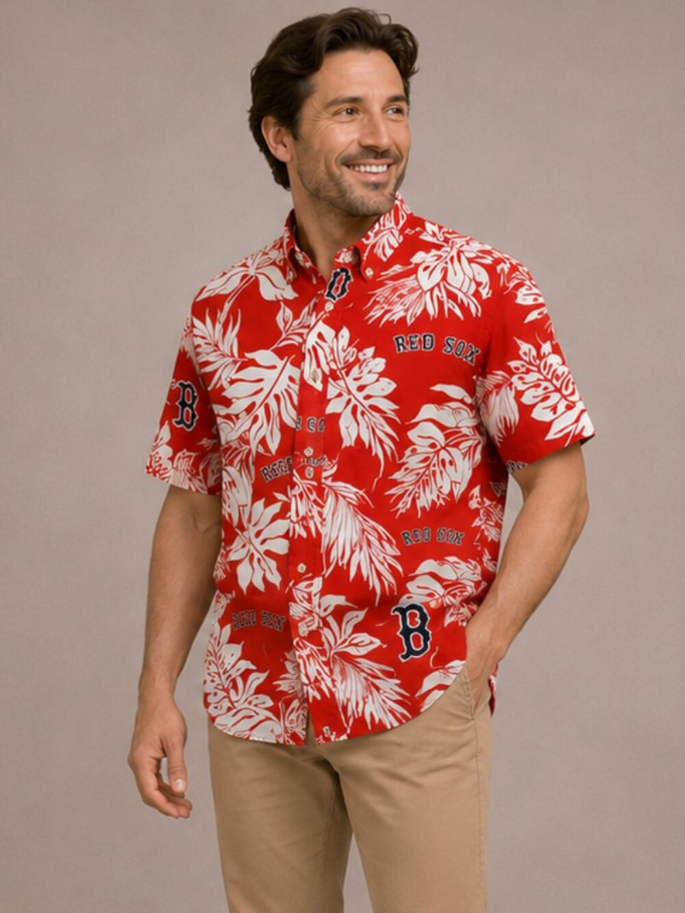 Aloha Reyn Spooner Men's Boston Red Sox Hawaiian Button Down Shirt - Size Large